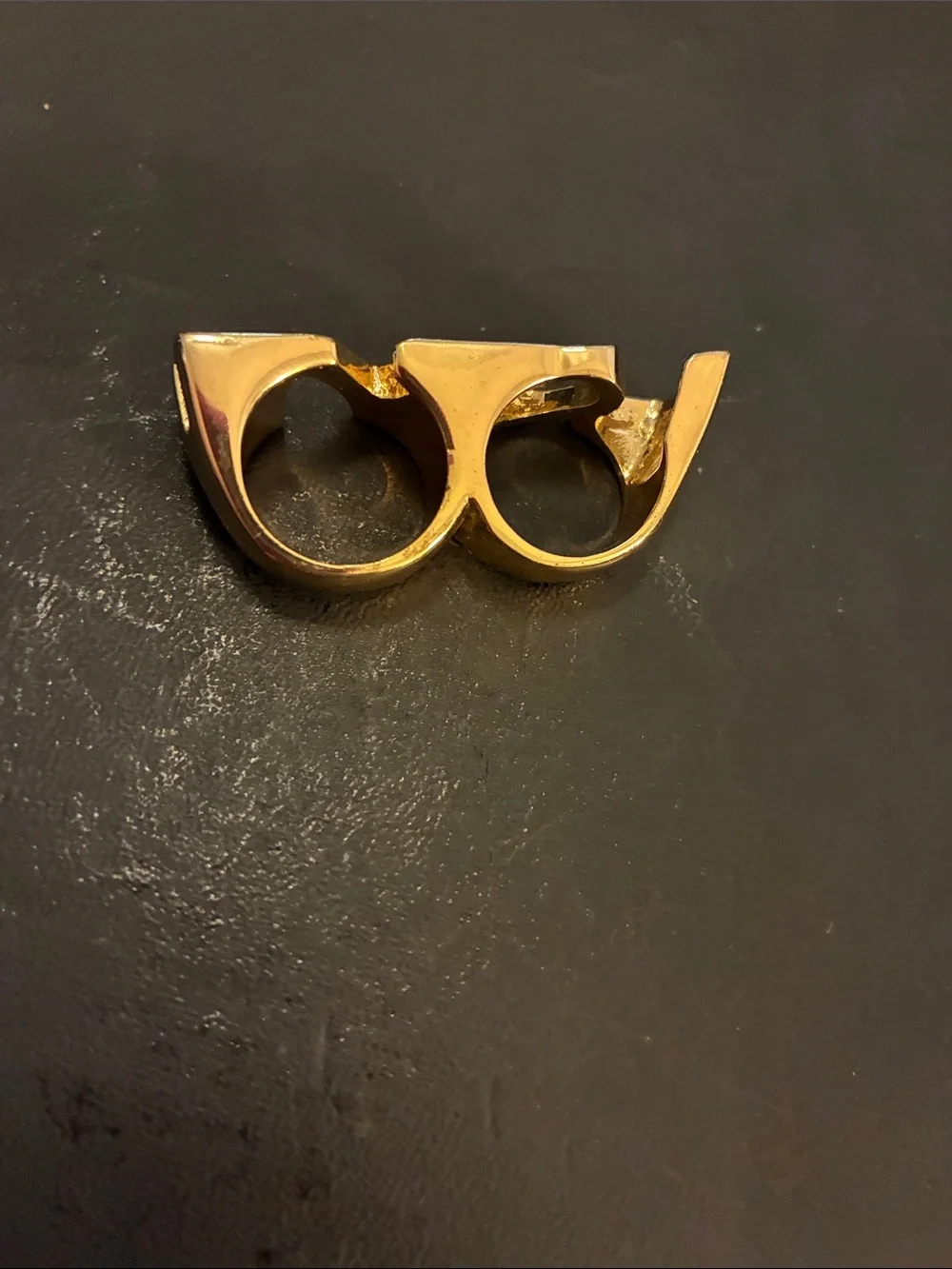 LOVE Gold Double-Finger Statement Ring  NWOT
